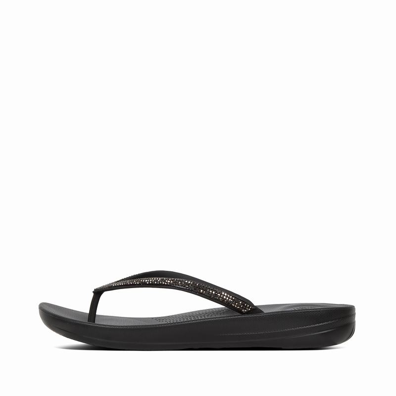 FitFlop Iqushion Sparkle Schwarz - FitFlop Flip Flops Damen Schweiz [PRMD-53798]